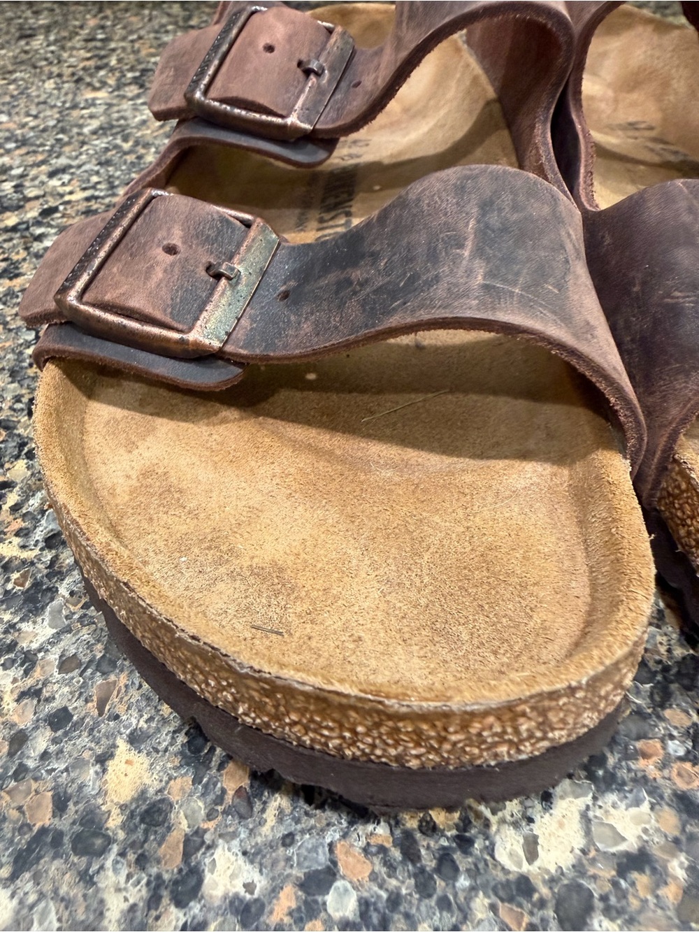 Brown Double Buckle Leather Sandals Mens 9 - Picture 3 of 11